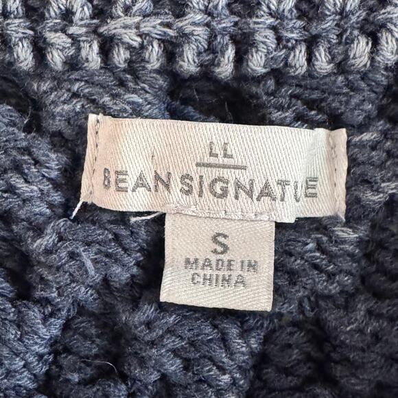 LL BEAN SIGNATURE Sweater Small Cable Knit Fisherman Tunic Oversized Side Zipper - Picture 11 of 14